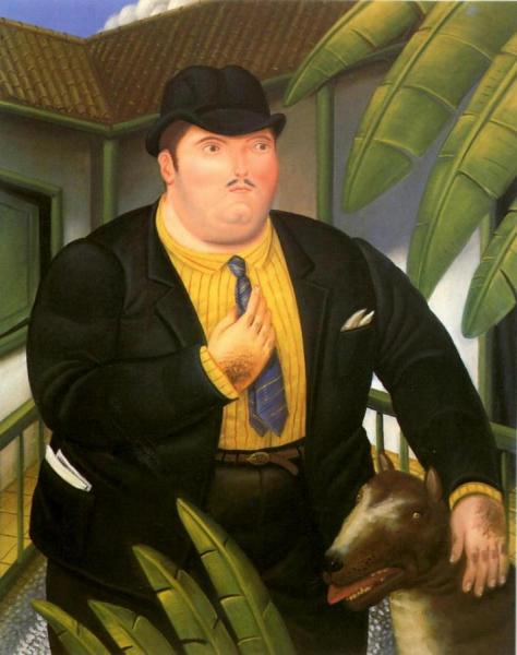 Man With Dog by Fernando Botero