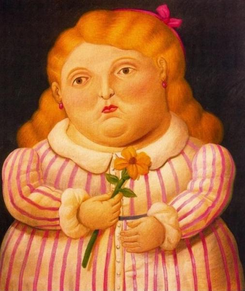 Nina Con Flor by Fernando Botero