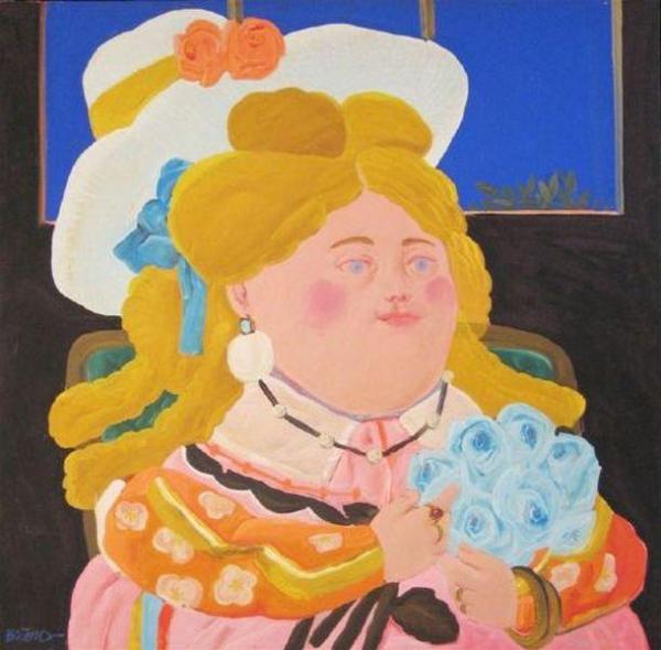 Niña Con Flores by Fernando Botero
