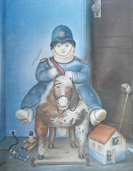 Pedrito On A Wooden Horse,1975 by Fernando Botero