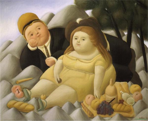 Picnic In The Mountains by Fernando Botero