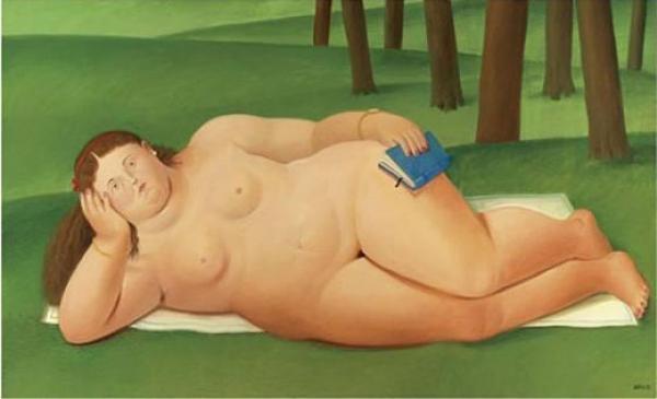 Reclining Nude With Book by Fernando Botero