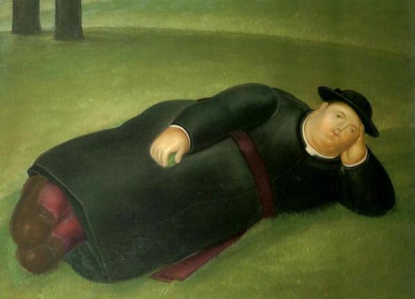 Reclining Priest by Fernando Botero