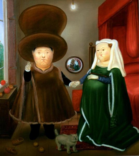 The Arnolfini Marriage  (after Van Eyck) by Fernando Botero