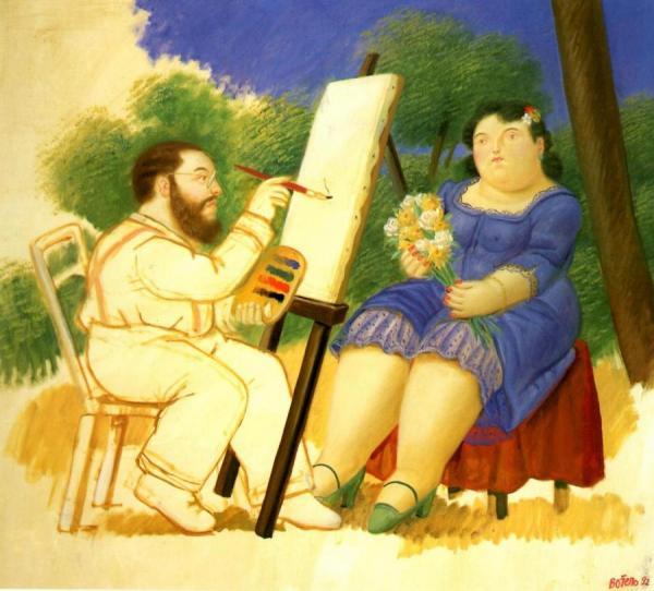 The Painter And His Model by Fernando Botero
