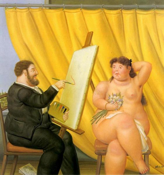 The Painter And His Model by Fernando Botero