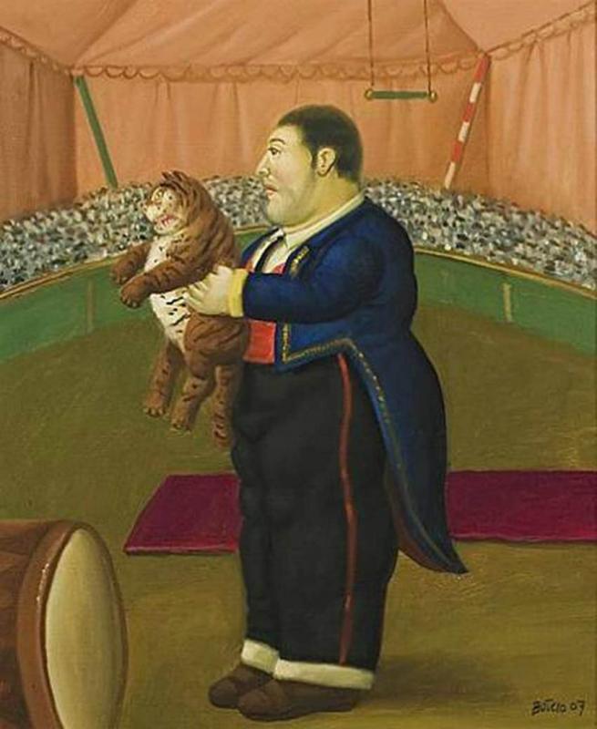 Trainer With Baby Tiger by Fernando Botero