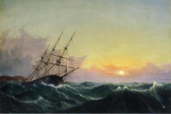 A Storm, Breaking Away, Vessel Slipping Her Cable by Fitz Hugh Lane