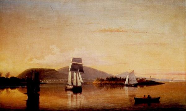 Camden Mountains From The South Entrance To Harbor by Fitz Hugh Lane