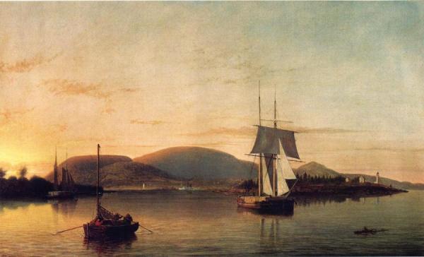 Camden Mountains From The South Entrance To The Harbor by Fitz Hugh Lane