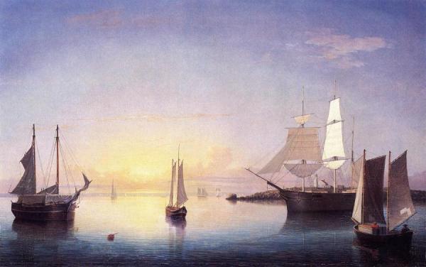 Gloucester Harbor At Sunset by Fitz Hugh Lane