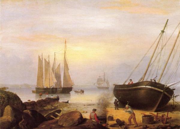 Repairing Ships, Gloucester Harbor by Fitz Hugh Lane Oil Painting Reproductions