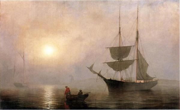 Ship In A Fog, Gloucester Harbor by Fitz Hugh Lane
