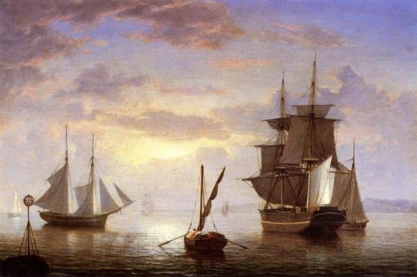 Ships In A Harbor, Sunrise by Fitz Hugh Lane Oil Painting Reproductions