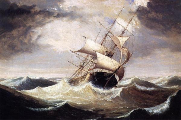 Three-master On A Rough Sea by Fitz Hugh Lane Oil Painting Reproductions