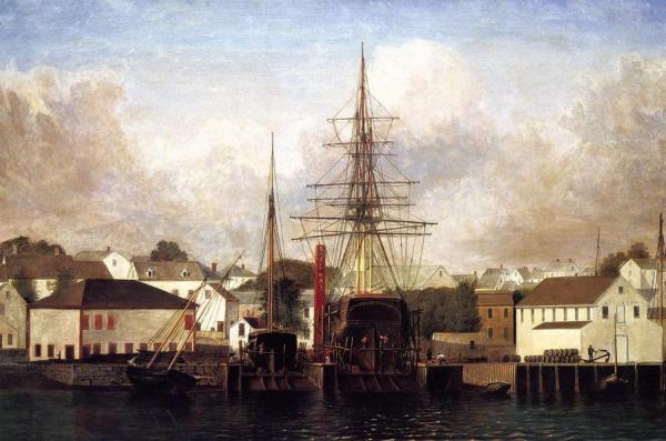 Three-master On The Gloucester Railway by Fitz Hugh Lane