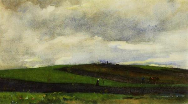 Floris Arntzenius Plowing Farmer In Undulating Landscape