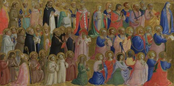 The Virgin Mary With The Apostles And Other Saints by Fra Angelico