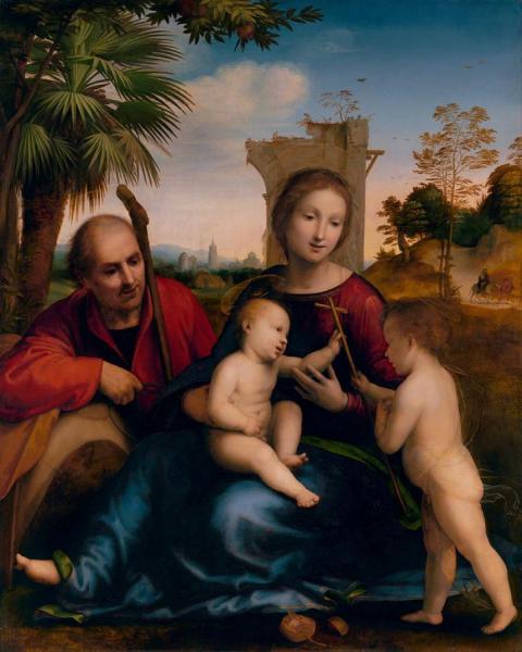 The Rest On The Flight Into Egypt With Saint John The Baptist by Fra Bartolommeo