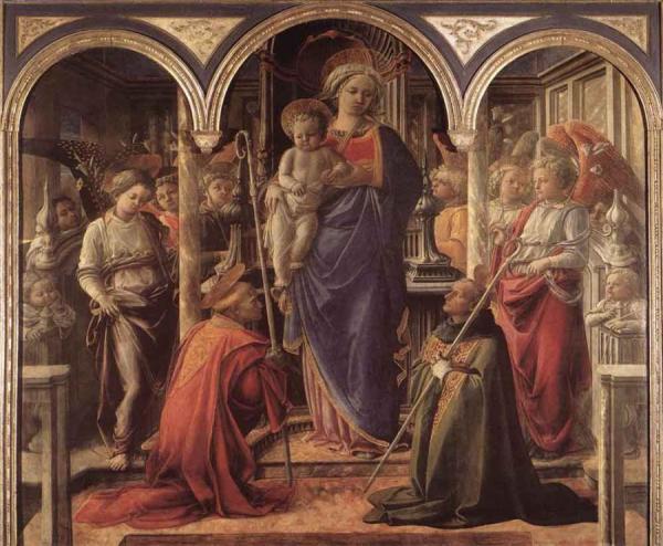 Madonna And Child With St Fredianus And St Augustine by Fra Filippo Lippi Oil Painting Reproductions