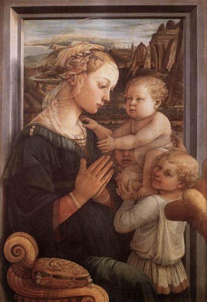 Madonna With The Child And Two Angels by Fra Filippo Lippi