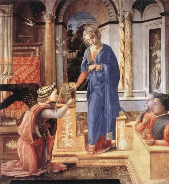 The Annunciation With Two Kneeling Donors by Fra Filippo Lippi