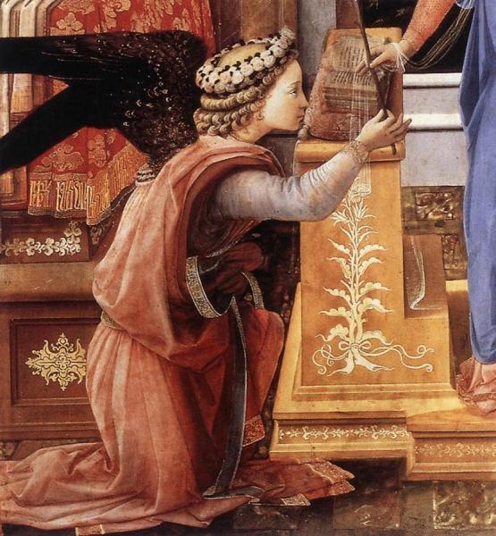 The Annunciation With Two Kneeling Donors (detail) by Fra Filippo Lippi