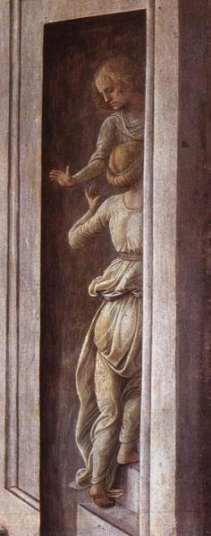 The Annunciation With Two Kneeling Donors (detail) by Fra Filippo Lippi