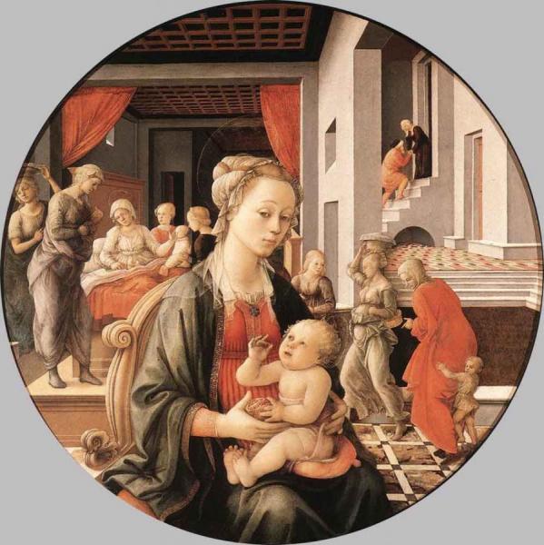 Virgin With The Child And Scenes From The Life Of St Anne by Fra Filippo Lippi