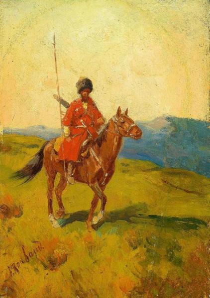 Circassian Horseman In Red Coat by Franc Alekseevič Rubo Oil Painting Reproductions