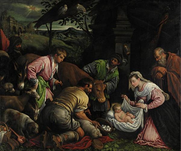 Adoration Of The Shepherds by Francesco Bassano  The Younger Oil Painting Reproductions