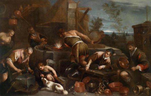 The Forge Of Vulcan by Francesco Bassano  The Younger Oil Painting Reproductions