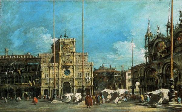 La Tour De L'horloge Sur La Place Saint Marc by Francesco Guardi