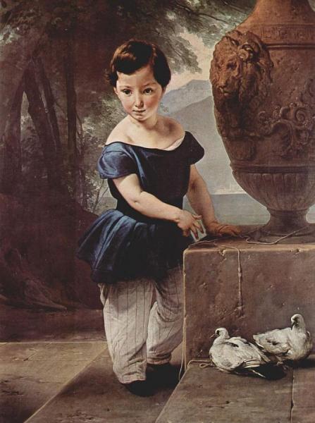 Portrait, Don Giulio Vigoni As A Child by Francesco Paolo Hayez Oil Painting Reproductions