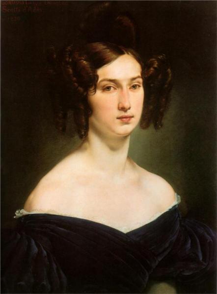 Portrait Of Countess Luigia Douglas Scotti D'adda by Francesco Paolo Hayez