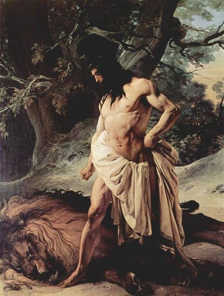 Samson And The Lion by Francesco Paolo Hayez Oil Painting Reproductions