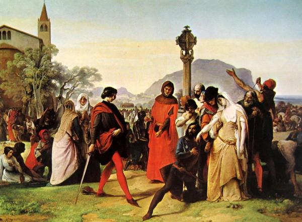 Sicilian Vespers Scene 3 by Francesco Paolo Hayez