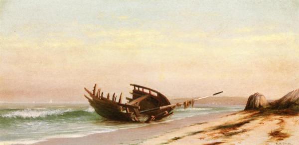 Old Wreck Near Newport, Rhode Island by Francis Augustus Silva Oil Painting Reproductions