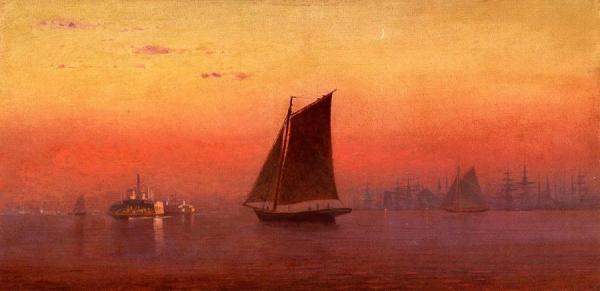 Sunset, New York Harbor by Francis Augustus Silva