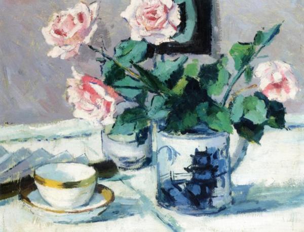 Pink Roses In An Oriental Pot by Francis Campbell Boileau Cadell