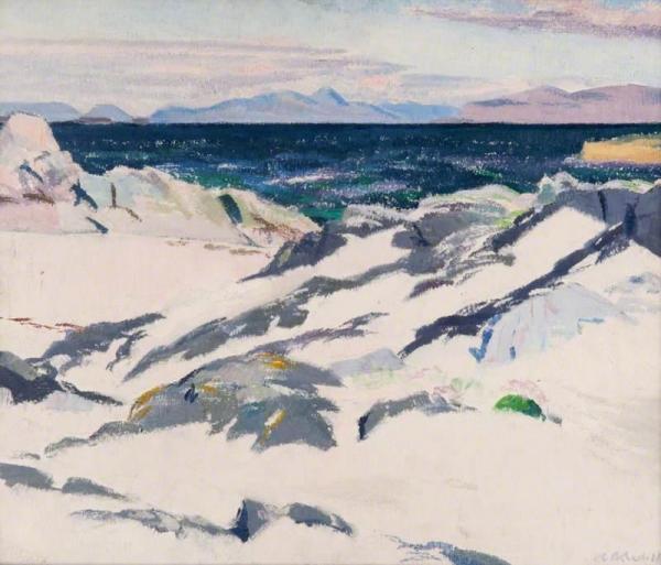 Rhum And Skye From Iona by Francis Campbell Boileau Cadell