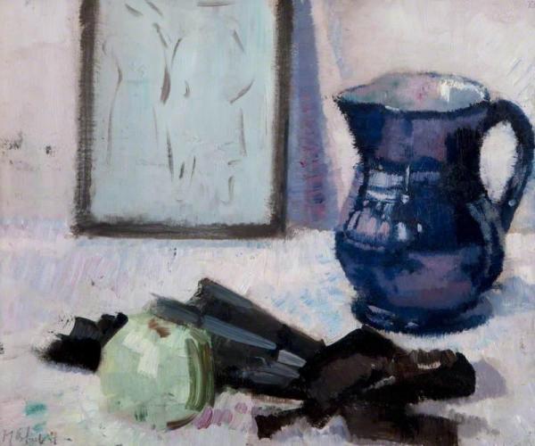 Still Life With Blue Jug, Fan And An Apple by Francis Campbell Boileau Cadell Oil Painting Reproductions