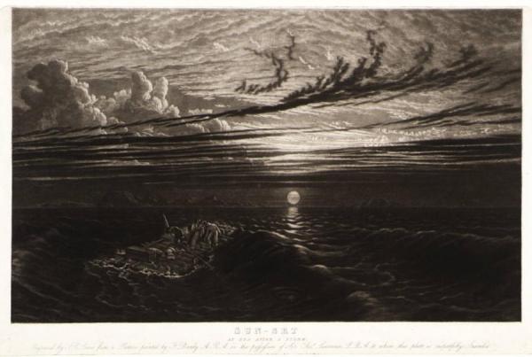 Sunset At Sea After A Storm, Engraved By F.c. Lewis 1826 by Francis Danby