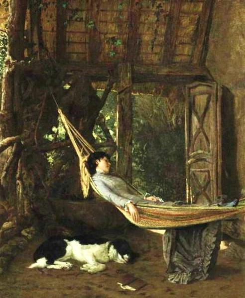 Francis David Millet Lilly Millet In A Hammock In The Studio