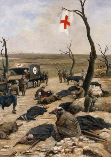 First World War: An Advanced Dressing-station By The Roadside by Francis James Barraud