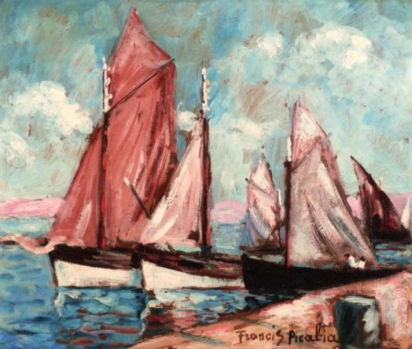 Sailboats Next To The Dock by Francis Picabia
