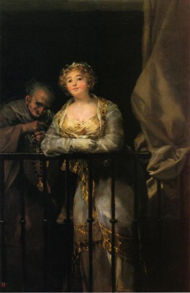 Maja And Celestina On A Balcony by Francisco Jose De Goya Y Lucientes Oil Painting Reproductions