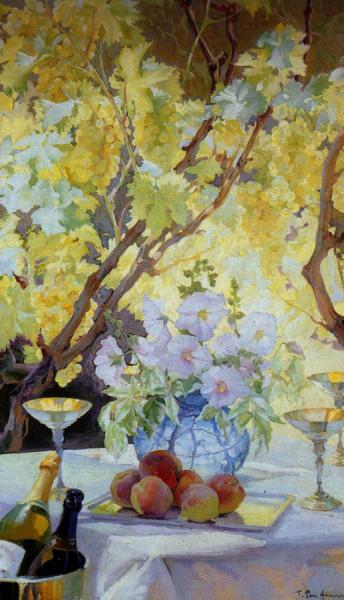 Bodegon El El Jardin by Francisco Pons Arnau Oil Painting Reproductions