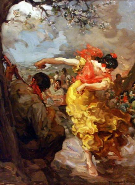 Bailaora Con Traje Amarillo by Francisco Rodriguez Sanchez Clement Oil Painting Reproductions