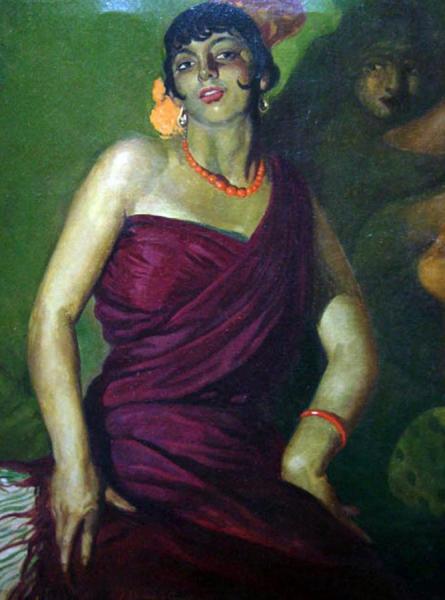 Gitana Con  Traje Burdeos by Francisco Rodriguez Sanchez Clement